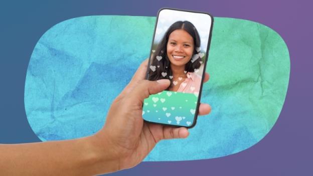 Photo of a woman in a dating app on an iphone 